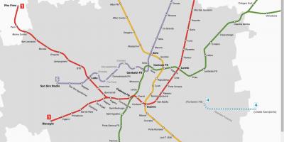 Mapa de la atm milano tranvía