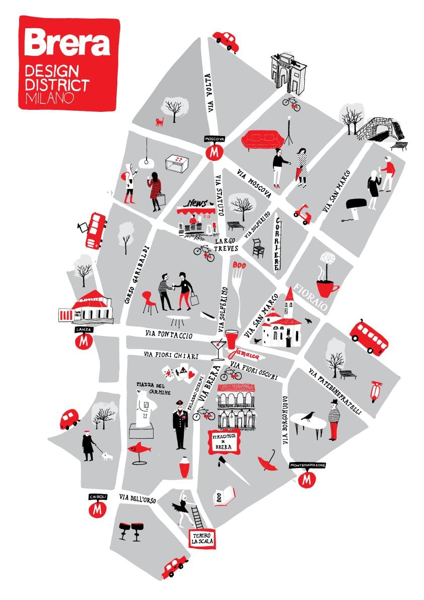 mapa de brera de milán