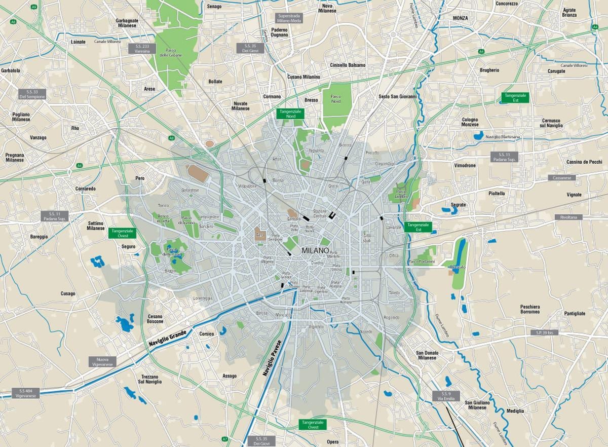 mapa de los canales de milán 