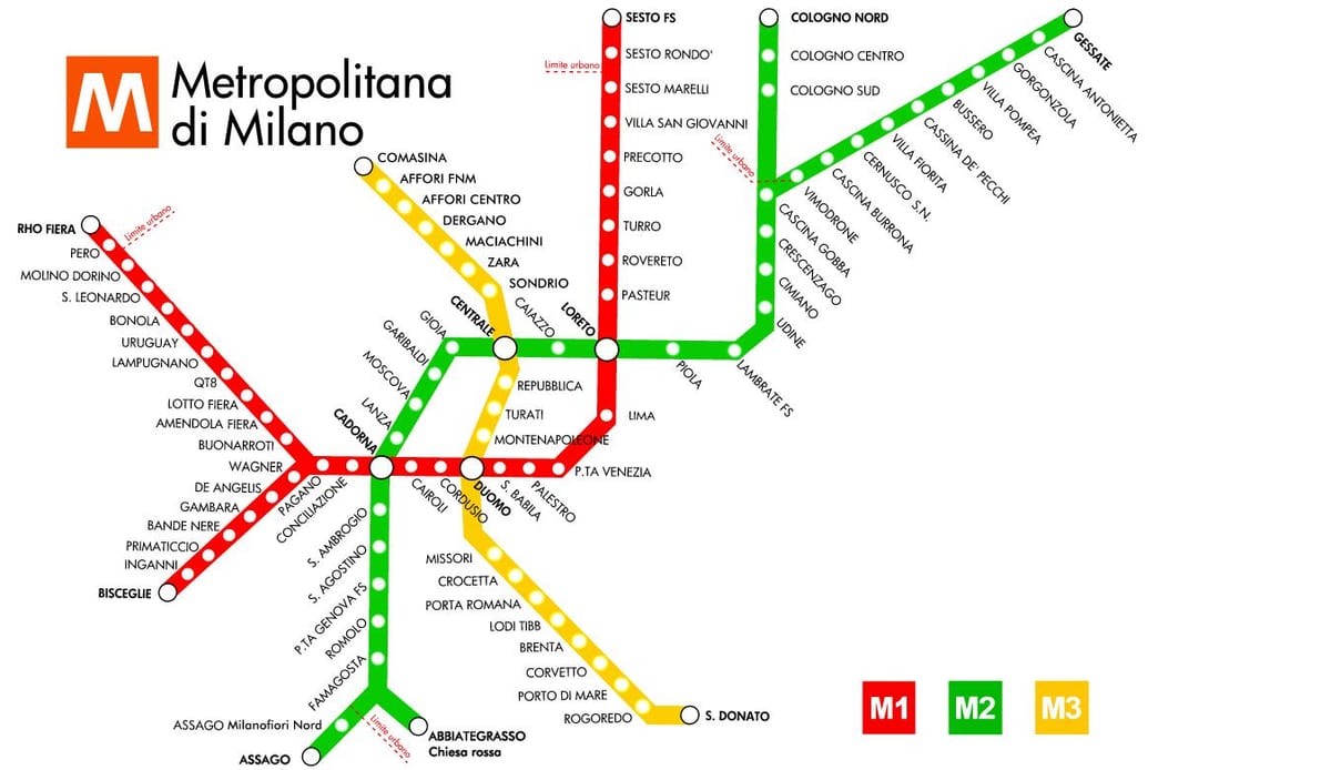 mapa del metro de milán