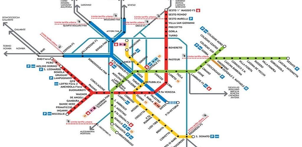 mapa del metro de milán