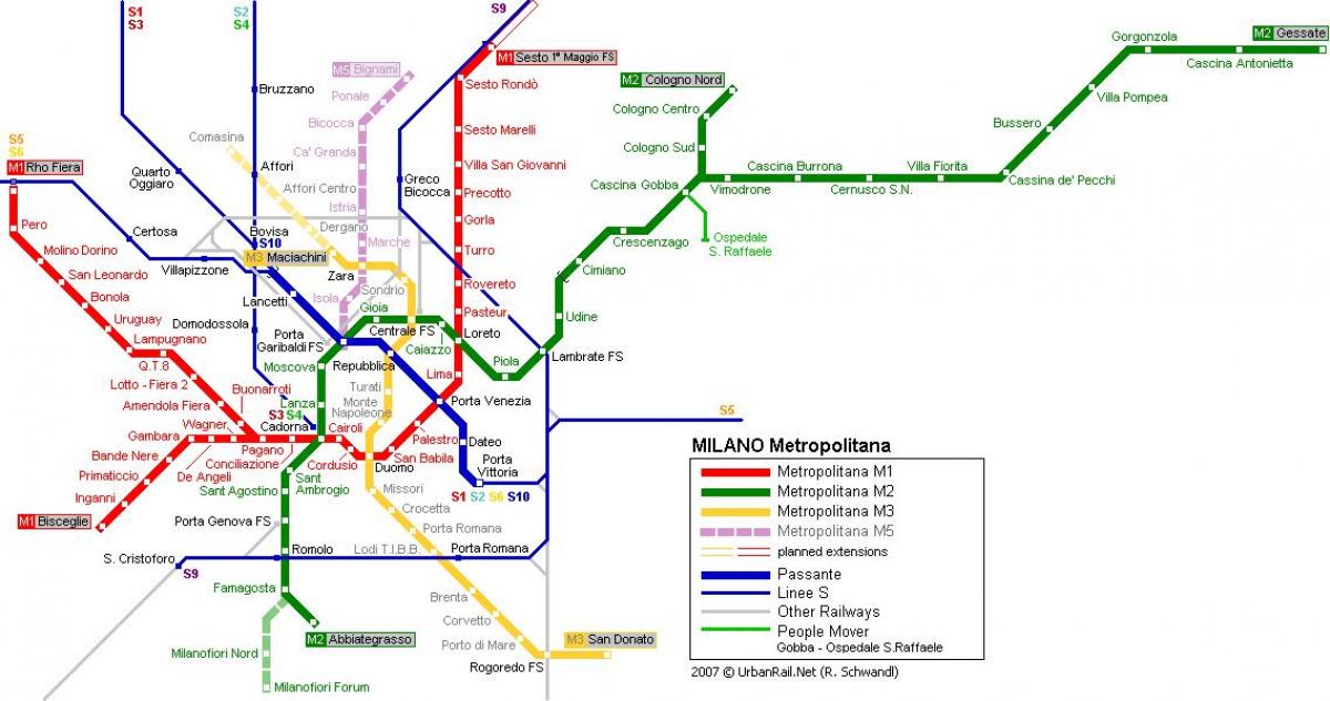 milán mapa del metro de 2016