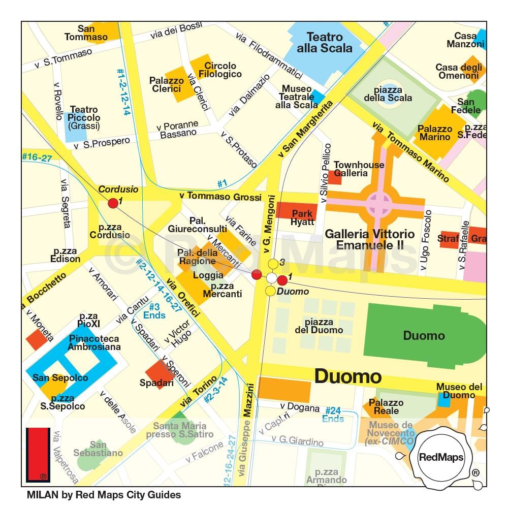 mapa de milán calle comercial