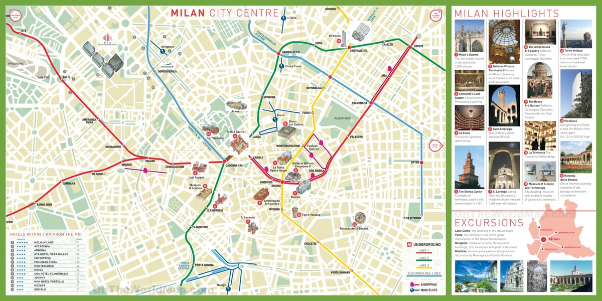 visita de la ciudad de milán mapa