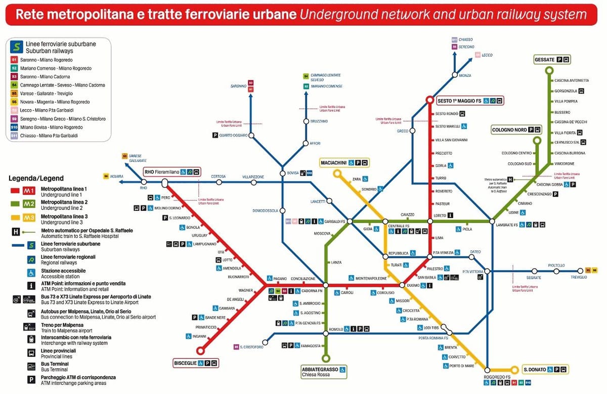 milán mapa de transporte