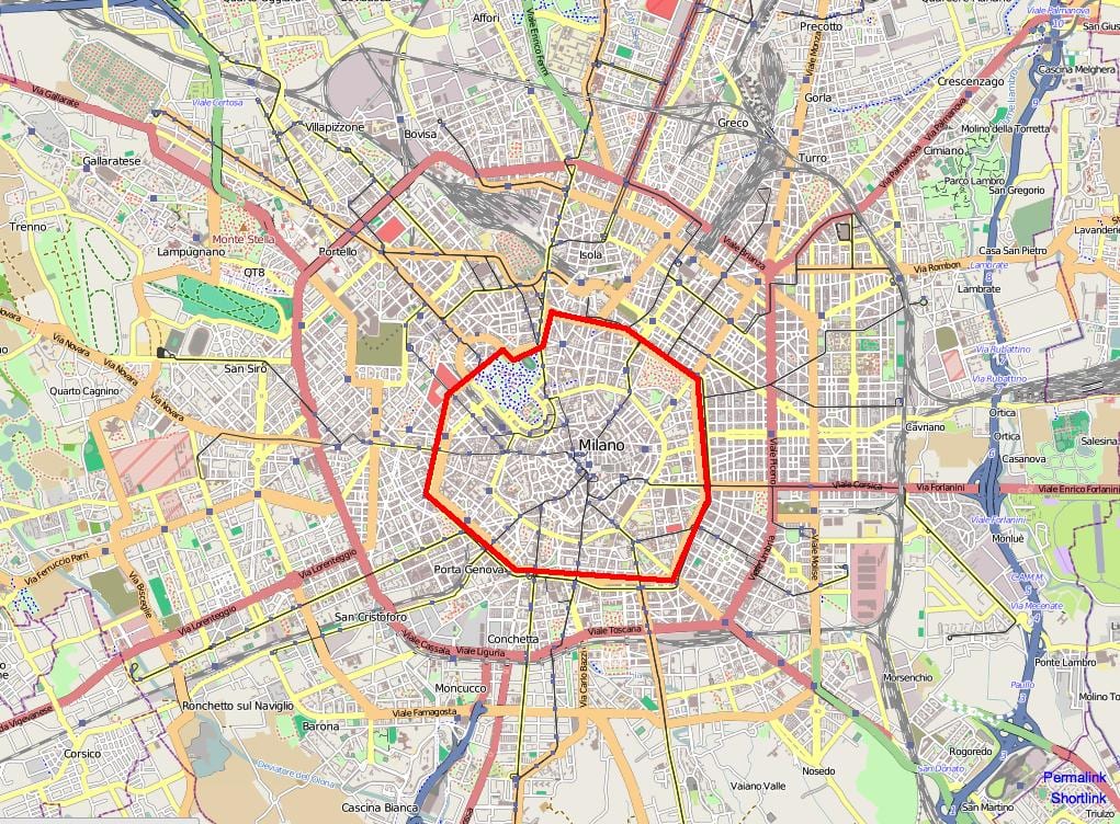 área de milán c mapa