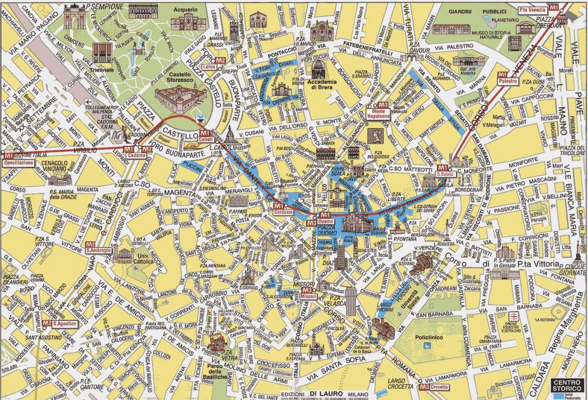 milán mapa de la ciudad con lugares de interés