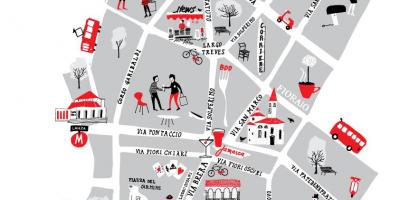 Mapa de barrio de brera, milán