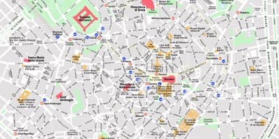 Mapa de centro de milán, italia