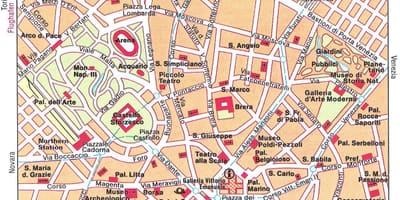 Milán, italia mapa turístico
