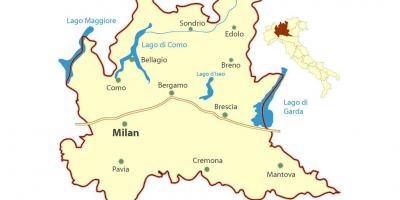 Mapa de milán, lombardía